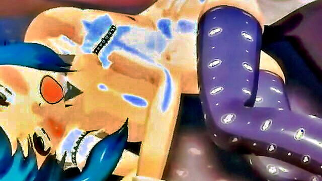 beautiful 3d girl with curvy breasts and blue hair receives intense penetration : Hentai Video World
