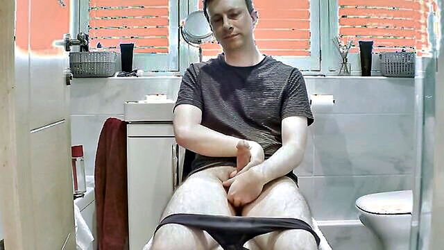 dirty, nude, male - a naked man pleasuring himself in the bathroom with a voluptuous woman   gay