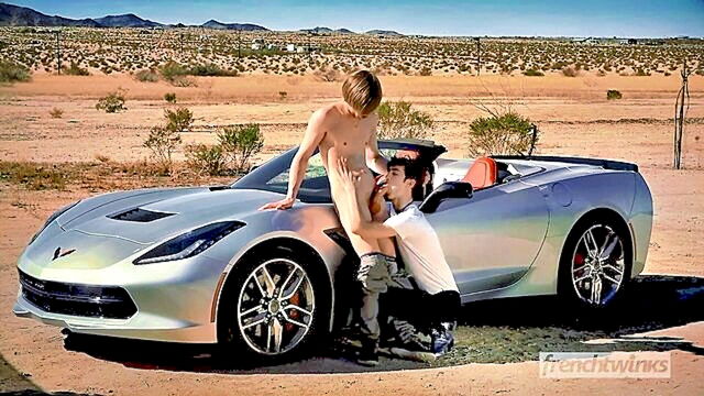 gay outside, public, frenchtwinks - a sexy french girl and her young companion have sex outdoors after a desert walk
