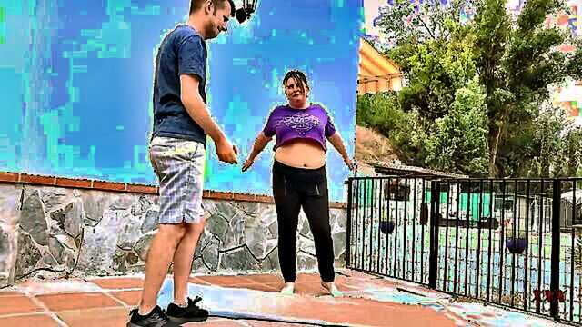 jojo, hardcore, blowjob - voluptuous jojo enjoys outdoor sex with mature men