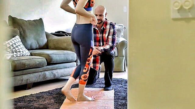 pepper, skinny, pepper hart - sweaty workout session with skinny beauty pepper hart and daddys lil angel