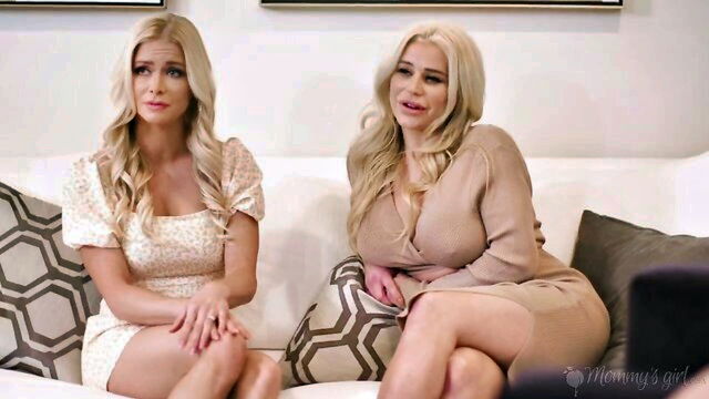 Lexi Lore, Chloe Temple, Serene Siren, Spencer Scott - chloe temple spencer scott serene siren and lexi lore engage in oral sex and kissing with their stepmother Adult Time