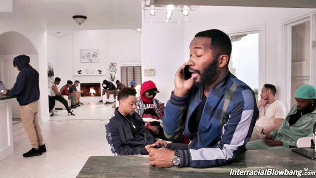 Eddie Jaye, Donny Sins, Shadow, Ray Black, Tee Reel, Jack Blaque, Mr Blaccwood, Scotty P, Harley King, Hollywood Cash, King Chief, Daddio - harley king in an intense interracial bukkake with double bbc action DFXtra