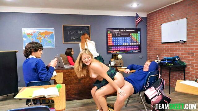 Jackie Hoff, Alex Kane, Joshua Lewis, Jill Taylor, Max Pierson - steamy study session with adventurous students exploring deepthroat pussy licking and facial play Team Skeet
