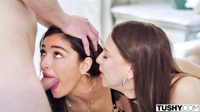 Markus Dupree, Emily Willis, Izzy Lush - izzy lush and emily willis star in a lingerie threesome with a shaved brunette for rimming Tushy