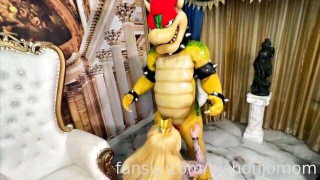 huge tits, big ass, cosplay - bowser has big boobs and receives a deep blow job in the anime porn film bishoujo mom