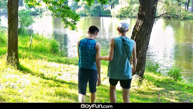 twink threesome, twink threeway, boyfun - gay boys having sex with each other without using condoms