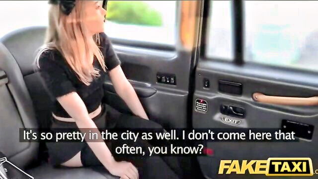 tiny blonde, gets fucked, high- - see this blonde beauty in stockings get vigorously fucked in a synthesized taxi ride