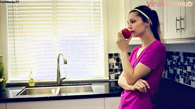 amateur, solo, brunette - lucylounge’s solo kitchen adventure with dildo and fresh fruits