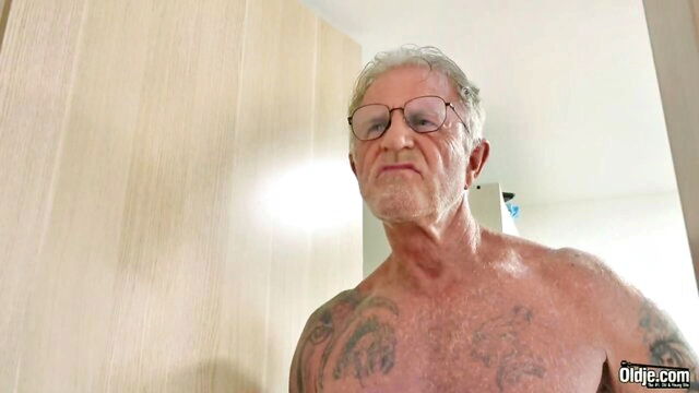 slim body, old man, jerks off - a mature man enjoys hardcore sex with a slim young woman