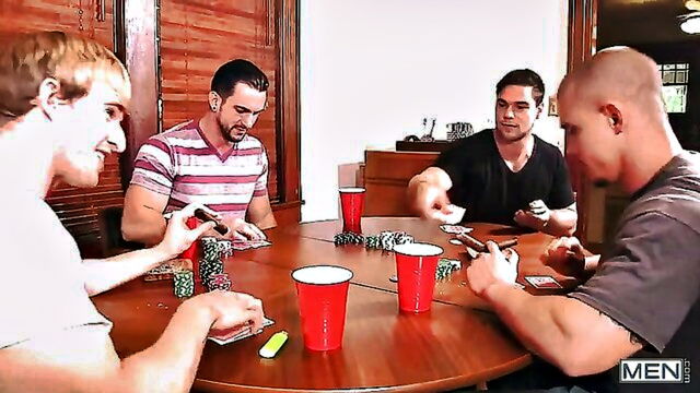 jizz, game, poker - aspen x cameron foster tino rodriguez and others have a wild time with cards and cum in a group sex session