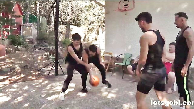fuck fest, locker room, in the - ballers engage in a hot threesome bisexual experience in the locker room