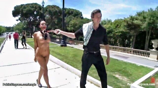 Steve Holmes - public bdsm scene with a busty latina and a dominant steve holmes