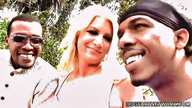 blonde, milf, big cock - the first time layla price has a threesome with two black men and facial scene