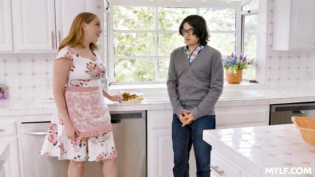 Nickey Huntsman - mom on mom action with nerd and bully in this hot video