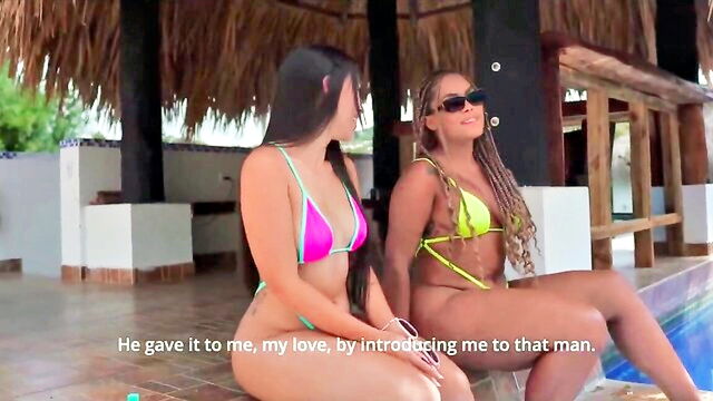 first interracial, ebony colombia, swallows cum - nerdy stud carla morellis first interracial experience with a cum explosion