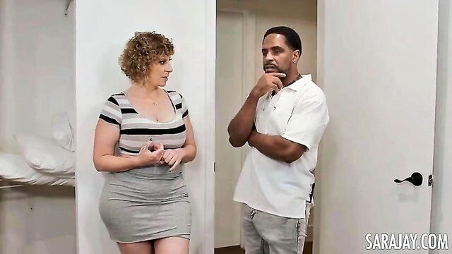 cumshot, mature, hardcore - see this blonde adult film star with great big breasts and perfect hour glass shape being fucked by a black man with a big dick
