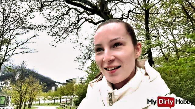mydirtyhobby, real public sex, public flashing - free public sex movie with pierced nipples and pov blowjob on mydirtyhobby