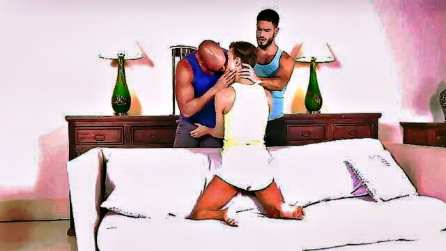 big dick, threesome, blowjob - two well endowed men have a hot threesome with a beautiful woman and focus on anal sex