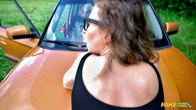 emylia argan, huge boob, huge boobs - emilia argans big boobs bounce while she takes driving lessons in this video