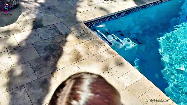 only fans, pov, handjob - yiny leon is a hot and steamy escort who performs a poolside blowjob and handjob