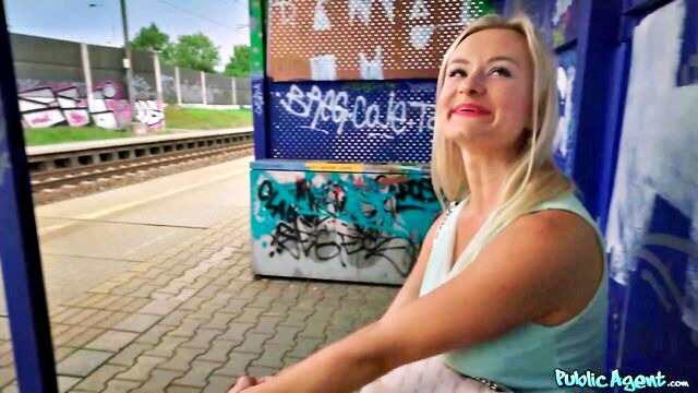 beautiful blonde gets a wild ride at the train station in this high definition video : fakehub