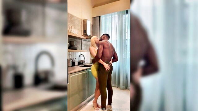 bbc, bbc blowjob, blonde - frances bentley kitchen