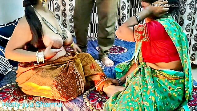 Hotty Jiya Sharmaa - village aunty kisses and group sex in indian porn video Hotty Jiya Sharmaa