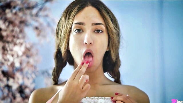 teen, big tits, brunette - light skinned cock sucking