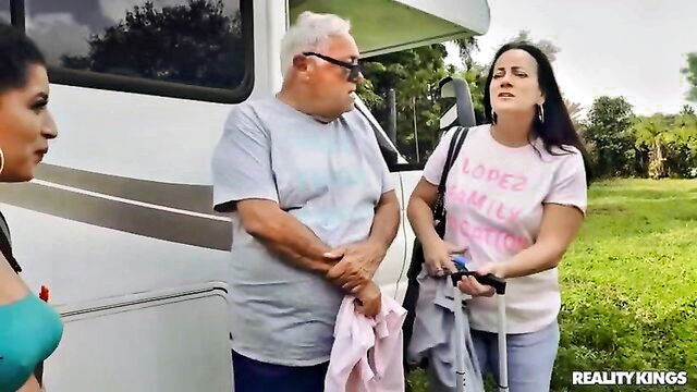 in the, brunette, brown-haired - step sister in trailer