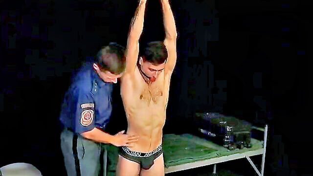 hard fuck, big cock, 2 gay - tattooed policeman fuck
