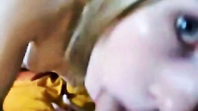 my cock, sucking my cock, blonde gf - sloppy bj facial