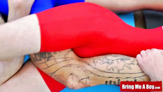 fetish, twink, bringmeaboy - spandex boys wrestling cocks