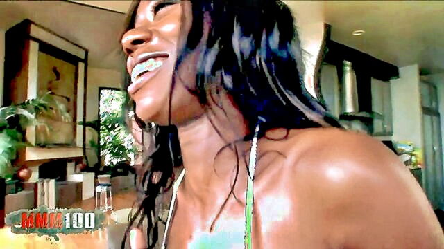 Goddess - black beauty rides big black cock in reverse cowgirl style KEMACO