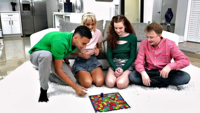 orgy, teen, blonde - game night with teens