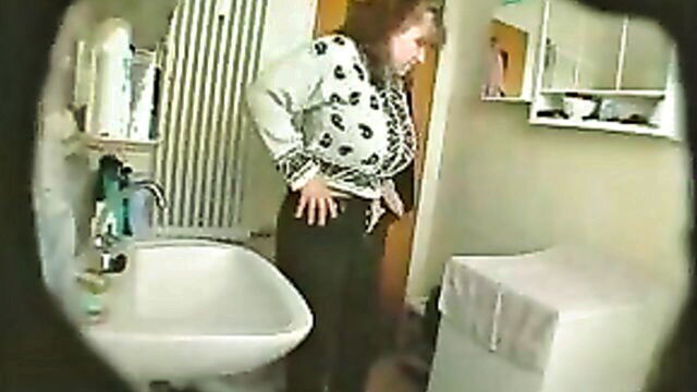 in the bathroom, wife fuck, fucking herself - wife spies on husband in the bath
