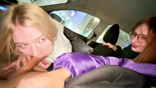 blowjobs, public, threesome - cute girl gets blown in public cinema