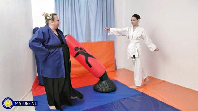 young lesbian, old and young, lesbian - lesbian threesome with old and young