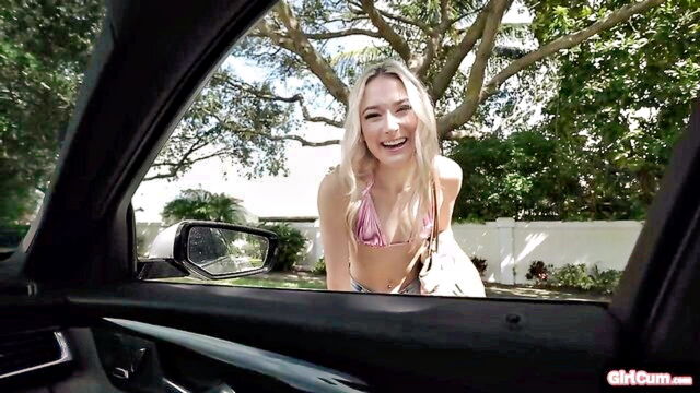 cumshot, masturbation, car - hitchhiker gives head