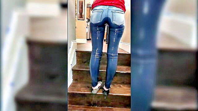 wetting jeans, women pissing, wet - ladies urinating in wet denim