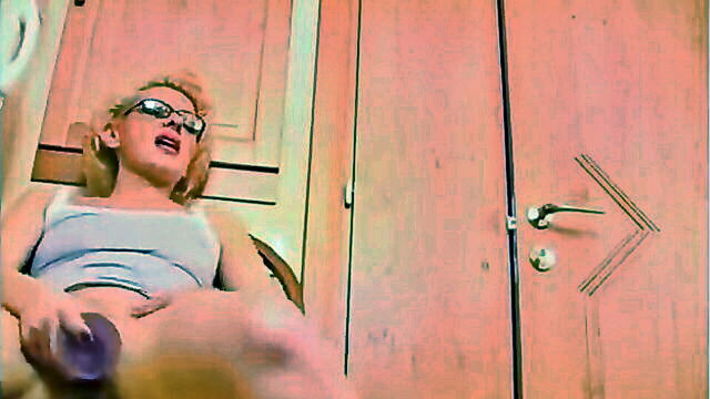 blonde, glasses, russian - mom gets caught masturbating