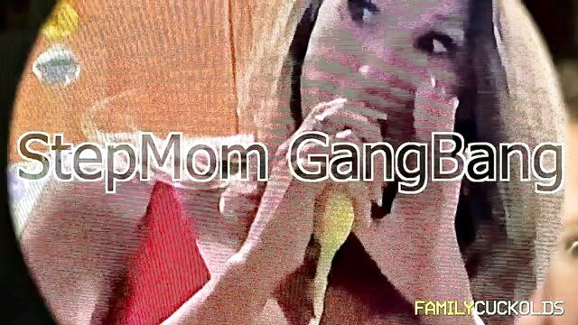 cumshot, blowjob, threesome - stepmom gangbang threesome