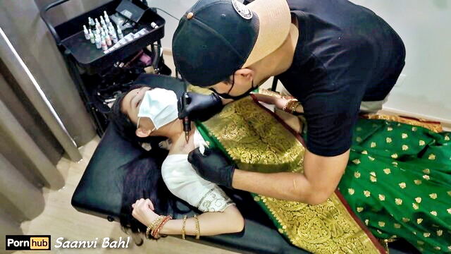 hot tattoo girl, hindi, desi - indian teen gets her culo pounded
