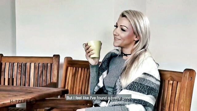 blonde, german, cumshot - aby action small tits