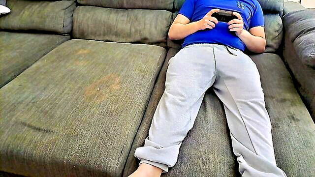 Miss Squirting - step sister indulges in steamy encounter with step brother while hes gaming giving him a blowjob and consuming his ejaculation Miss Squirting