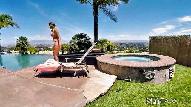 spy, caught, pool - alexis adams pool scene