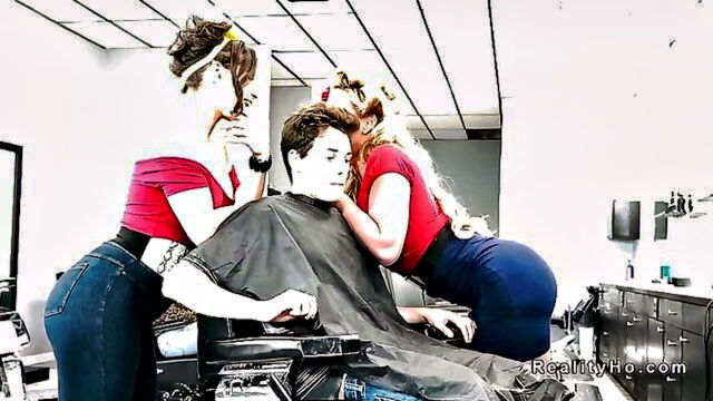 group sex, threesome, hardcore - hardcore salon fuck