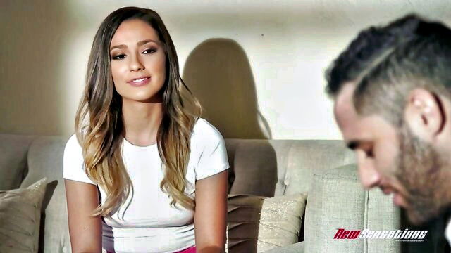 facial, natural boobs, brunette - jaye summers tiny tits