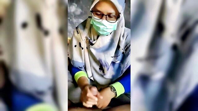 amateur, asian, handjob - guru jilbab blowjob