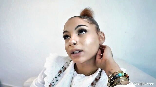 blowjob, big dick, ebony - interracial stepdad fucks lightskin daughter